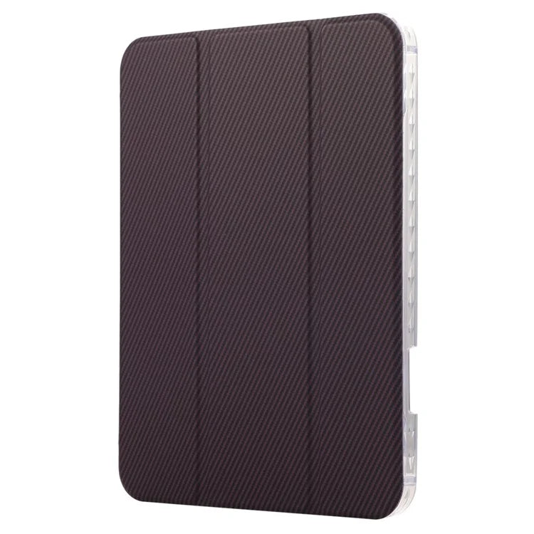 For iPad mini (2021) Case Carbon Fiber Texture Leather+Clear Acrylic+TPU Stand Tablet Cover