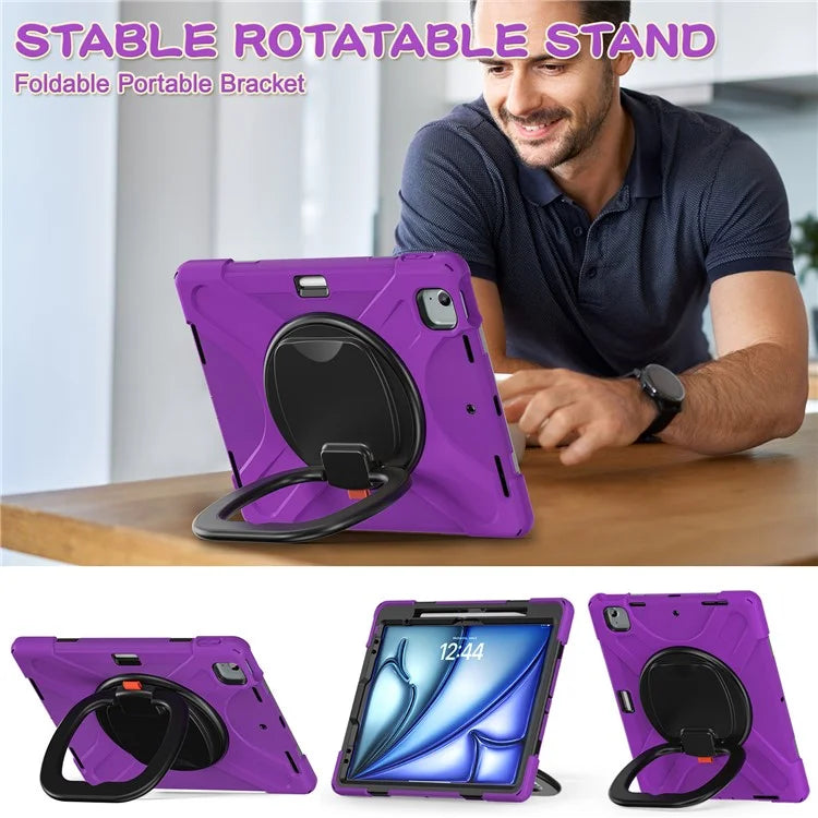 For iPad Air 13 (2024) / iPad Pro 12.9 (2022) / (2021) / (2020) / (2018) Case TPU+PC+Silicone Tablet Cover Kickstand