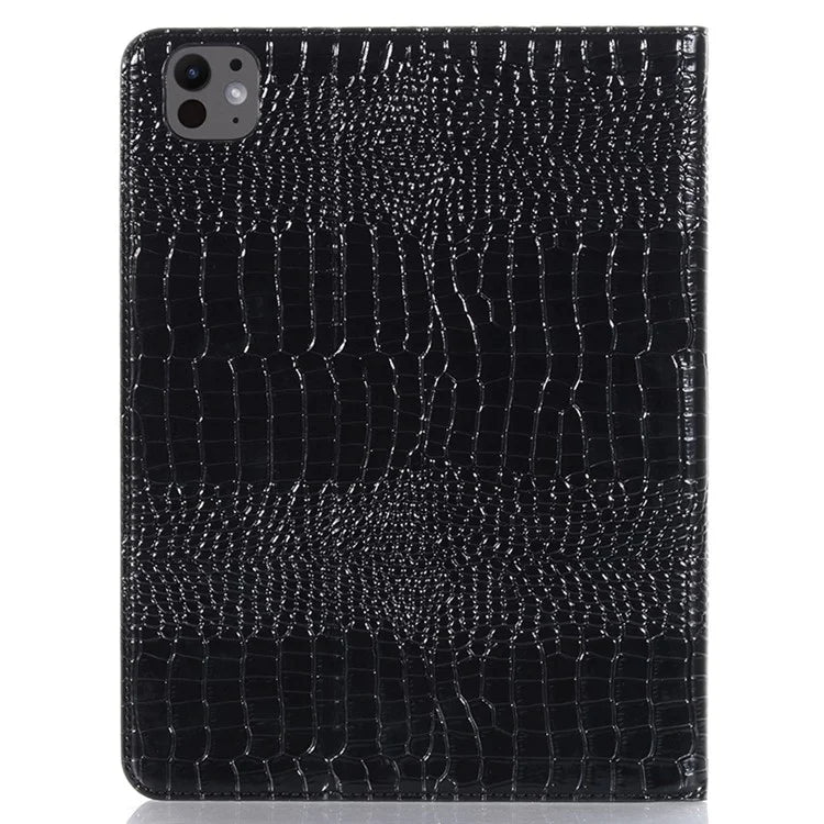 For iPad Pro 13 (2024) Case Smart PU Leather Tablet Cover Cash / Card Slots Crocodile Texture