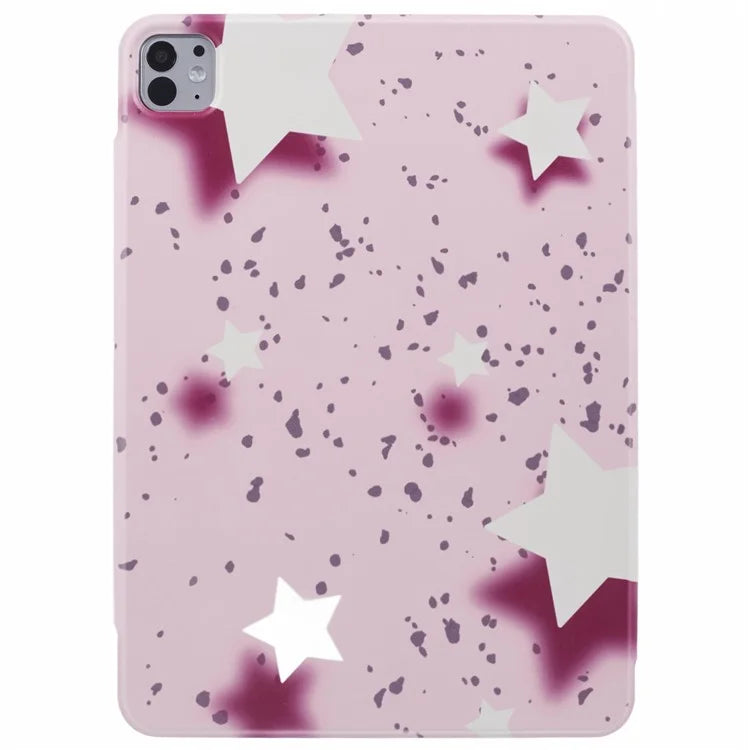 For iPad Pro 11 (2024) Case Origami Stand Magnetic PU Leather Cover Pattern Printed