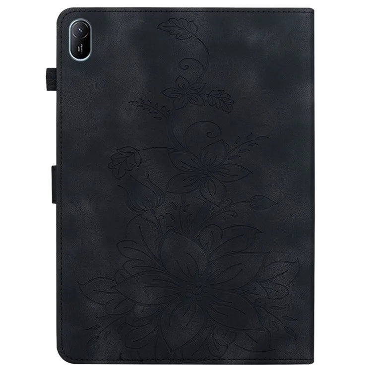 For Huawei MatePad SE 11 Case Lily Flower Imprint Leather Tablet Cover with Card Slots