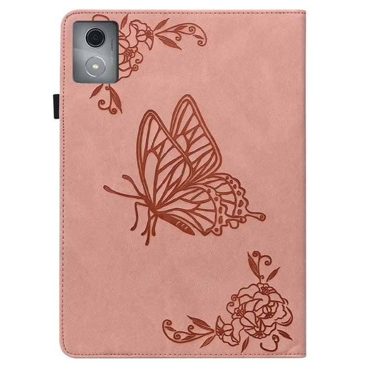 For Lenovo Tab K11 Plus Case Butterfly Flower Imprint PU Leather Tablet Cover with Card Slots