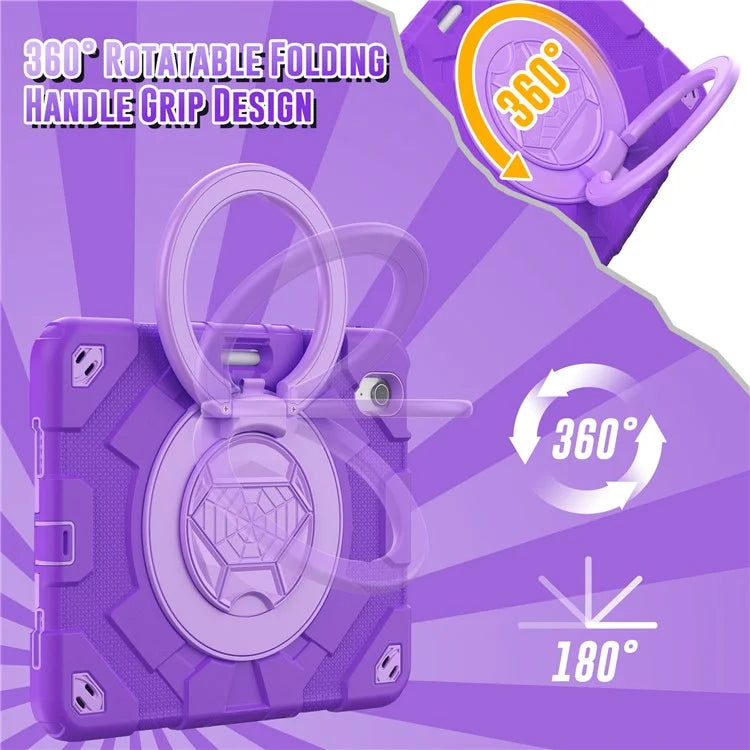 For iPad Air 11 (2024) Case Spider Style Hand Grip Kickstand PC+Silicone Tablet Cover with Shoulder Strap