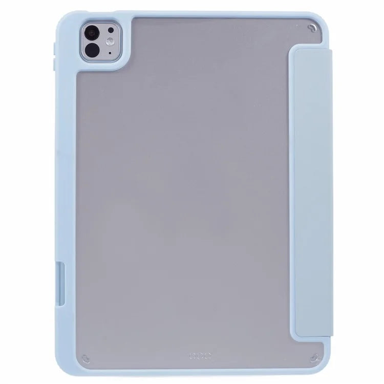 MUTURAL For iPad Pro 11 (2024) Case Tri-Fold Stand Transparent Back Leather Cover with Pen Slot
