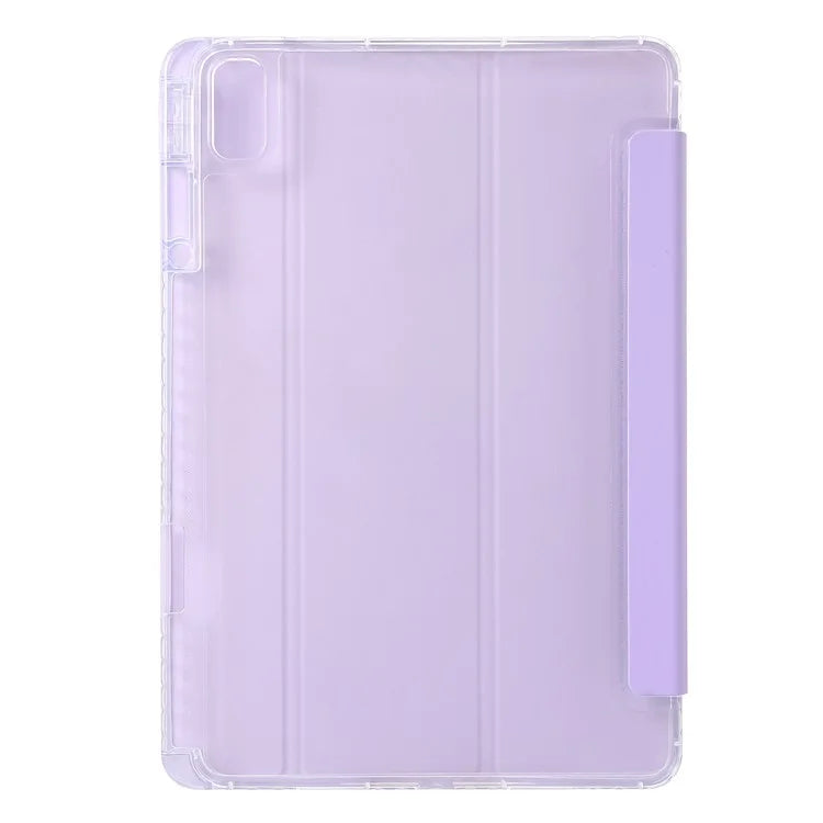 For Huawei MatePad SE 11 Case Tri-Fold Stand Leather+TPU+Acrylic Clear Back Tablet Cover