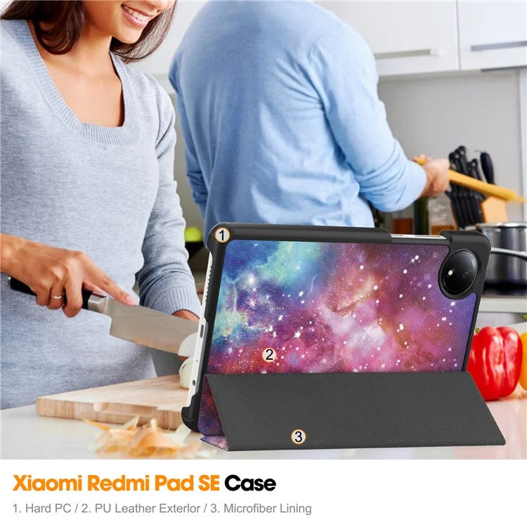 For Xiaomi Redmi Pad SE Stand Case Pattern Print Leather Tablet Cover
