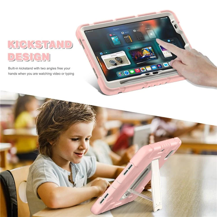 For iPad Air 11 (2024) Kickstand Case PC+Silicone Anti-Drop Tablet Cover