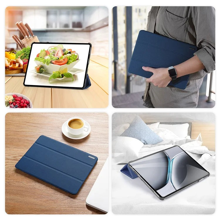DUX DUCIS Domo Series for OnePlus Pad 2 / Pad Pro Case Tri-Fold Stand PU Leather Tablet Cover