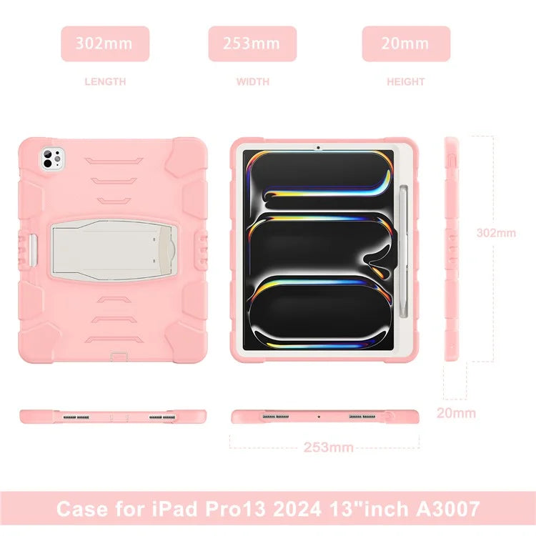 For iPad Pro 13 (2024) Kickstand Case PC+Silicone Anti-Drop Tablet Cover
