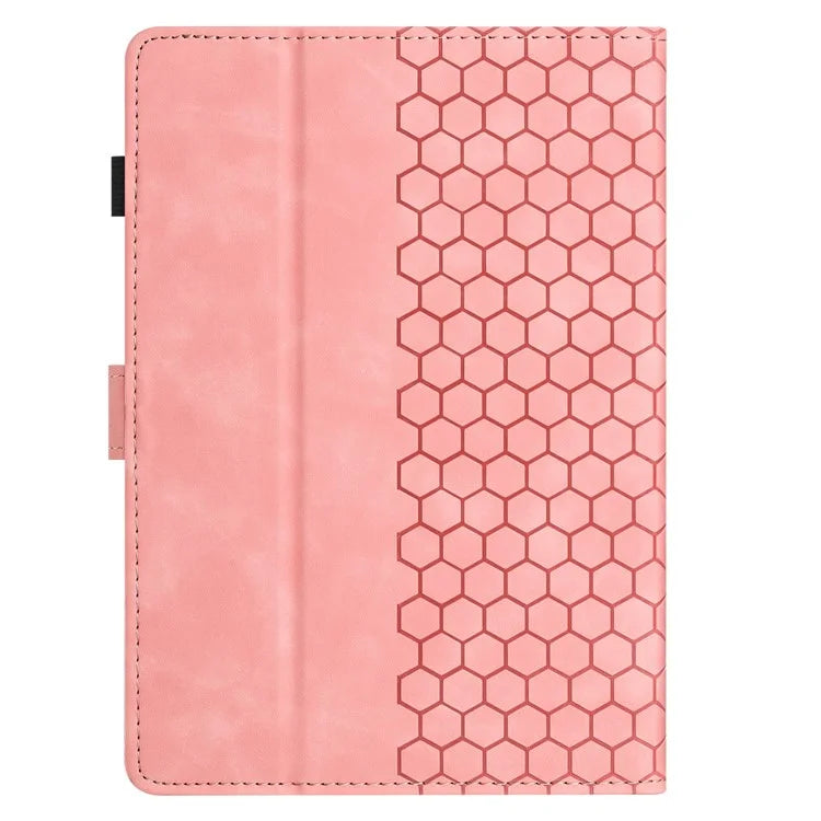 For Amazon Kindle Paperwhite 4 (2018) / 3 (2015) / 2 (2015) / 1 (2015) Case Honeycomb Printed Leather Tablet Cover with Card Slot