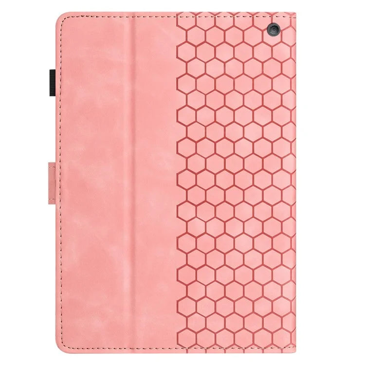 For Amazon Fire HD 8 (2022) / (2020) Case Honeycomb Printed Leather Tablet Cover with Card Slot