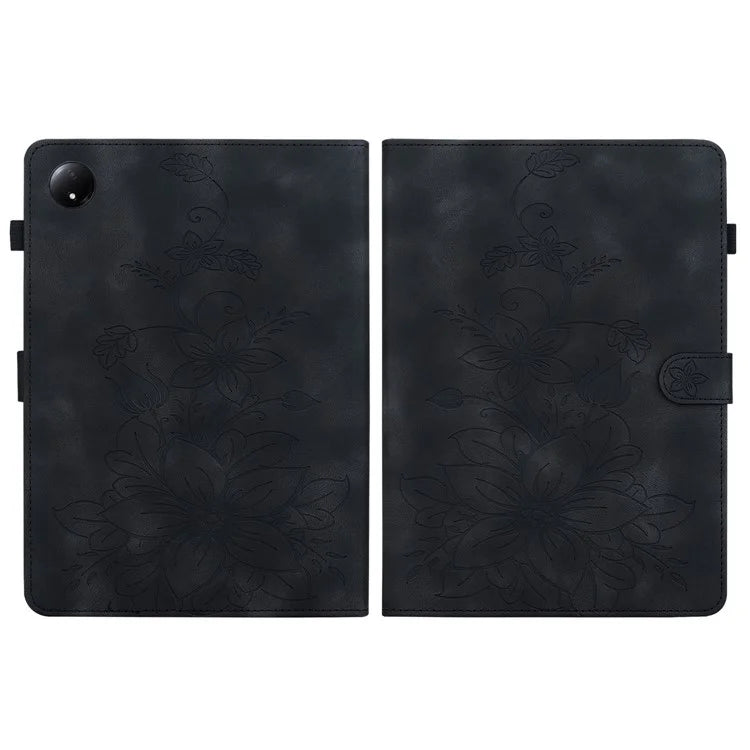 For Xiaomi Redmi Pad SE 4G 8.7 inch Case Lily Flower Imprint Card Slots Leather Tablet Cover