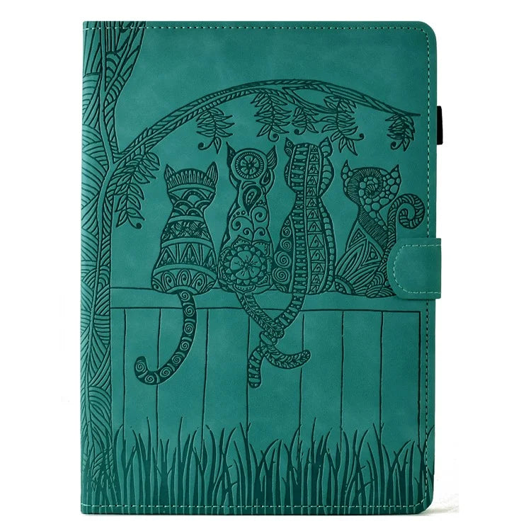 For Samsung Galaxy Tab S8 X700 X706 / S7 T870 T875 Case Cats Imprinted PU Leather Card Slots Tablet Cover