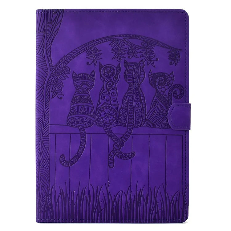 For iPad Pro 11 (2024) Case Cats Imprinted PU Leather Card Slots Tablet Cover