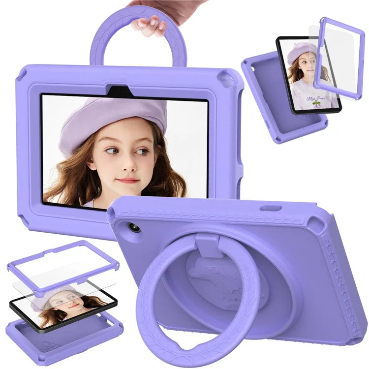 For Amazon Fire 7 (2022) Case with Shoulder Strap / Waterproof Screen Protector EVA Tablet Case - Light Purple