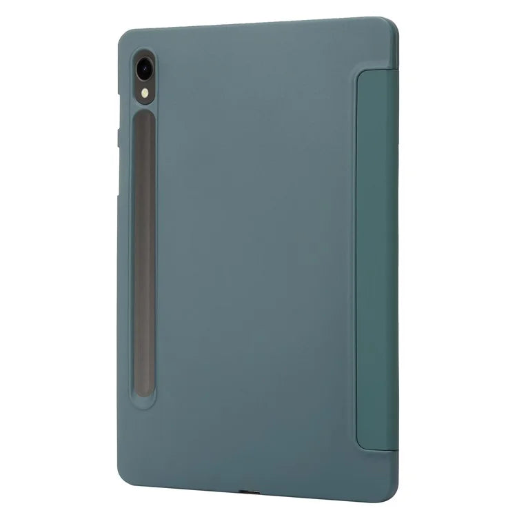 For Samsung Galaxy Tab S9 Case Anti-Scratch PU+ Silicone Tri-fold Stand Tablet Coverish Green