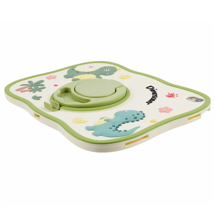 For iPad 10.9 (2022) Case Cartoon Dinosaur 360 Degree Rotation Kickstand PC+Silicone Tablet Cover