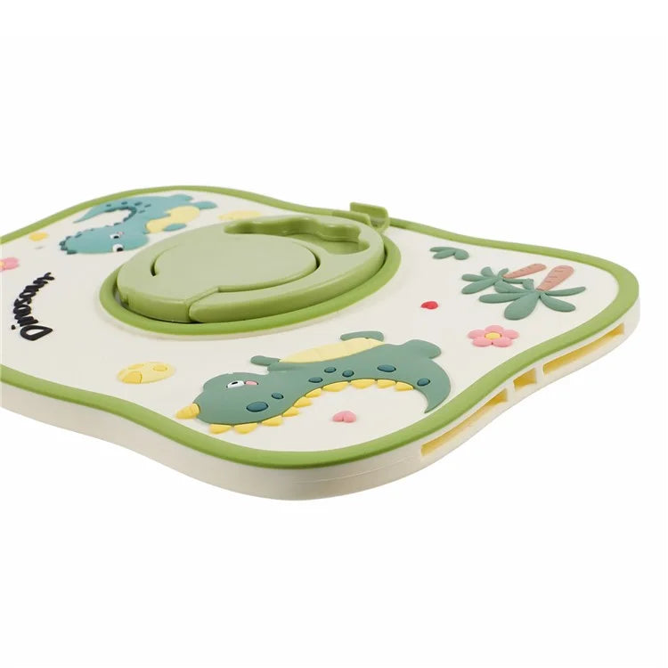 For iPad 9.7-inch (2017) / (2018) / iPad Air (2013) / Air 2 Case PC+Silicone Rotary Kickstand Dinosaur Tablet Cover