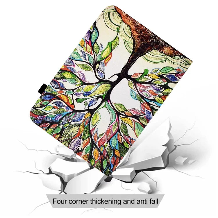 For Samsung Galaxy Tab A9 PU Leather Case Elastic Band Pattern Printing Tablet Cover