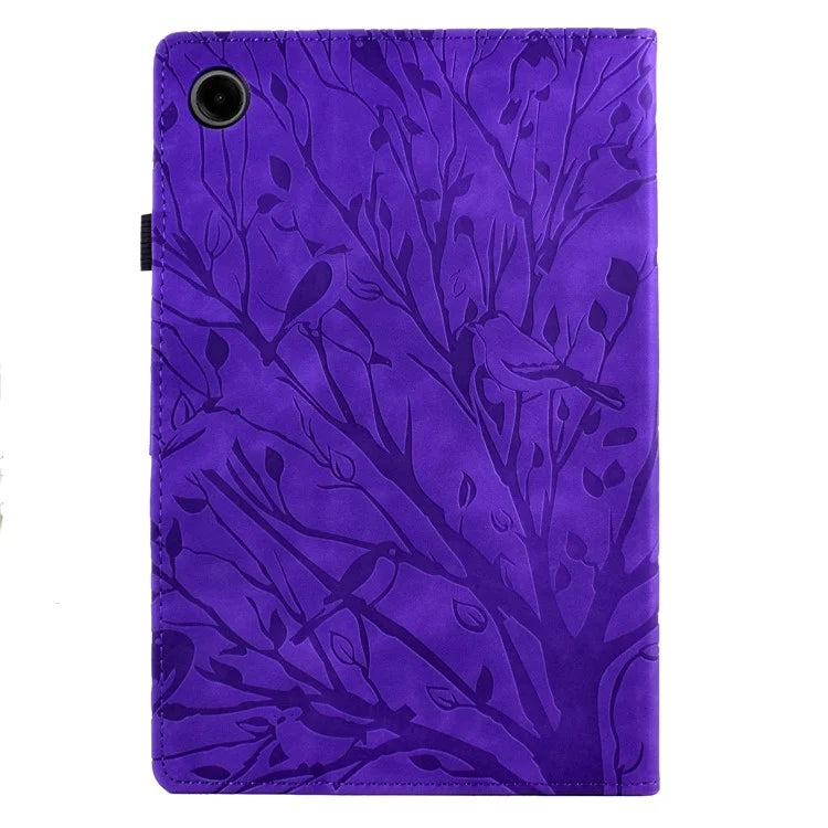 For Samsung Galaxy Tab A9 Case Card Holder Imprinted Tree Leather Tablet Cover