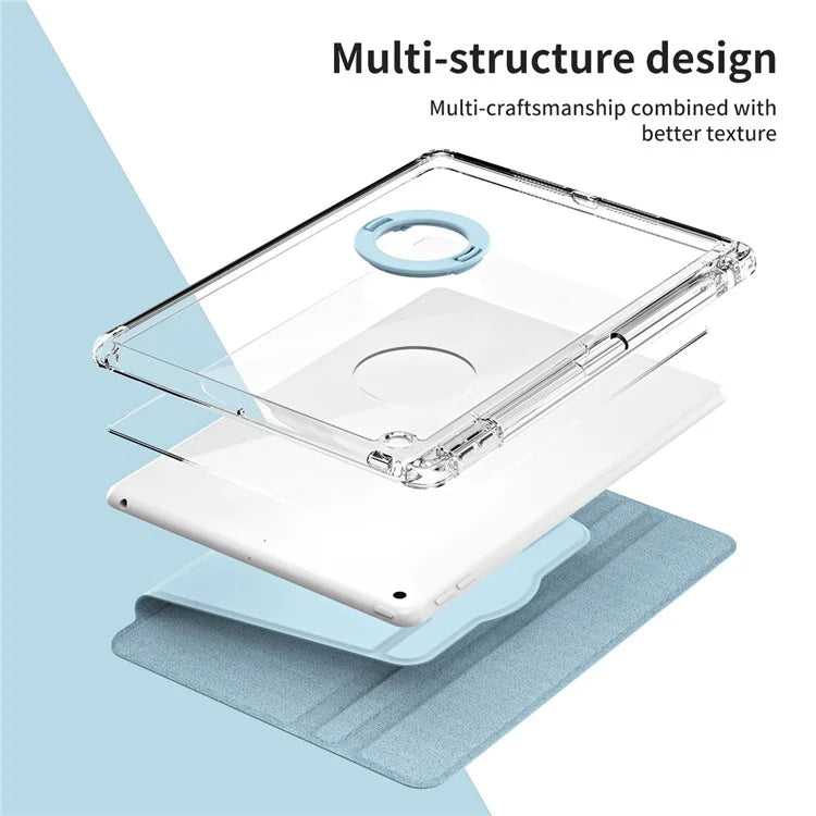 For iPad 10.2 (2021) / (2019) / (2020) Kickstand Case PU+Acrylic Detachable Tablet Cover