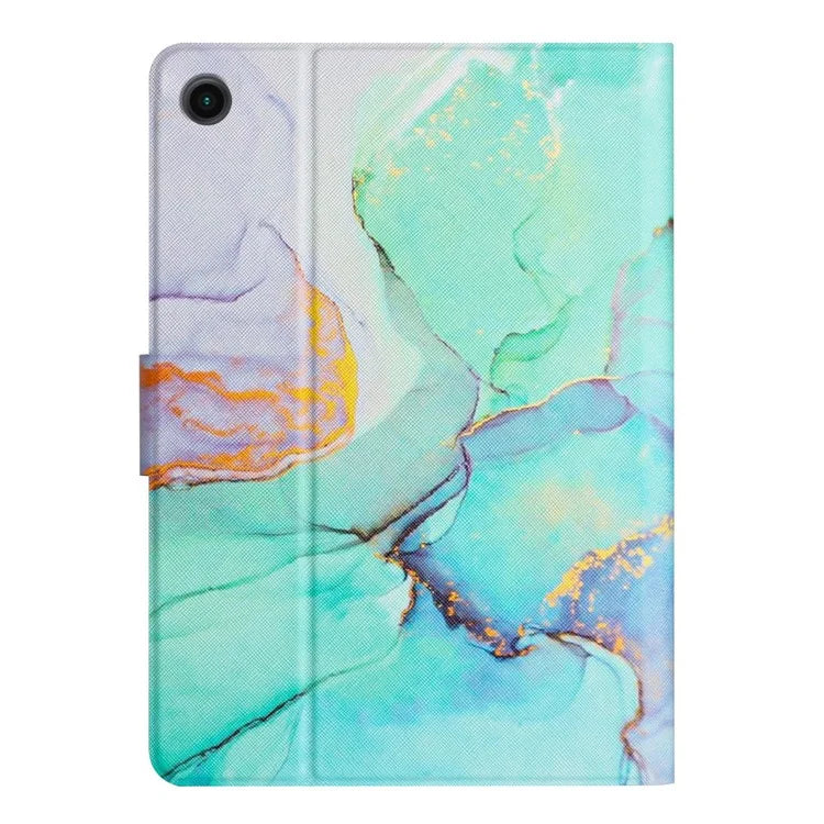 For Samsung Galaxy Tab A9+ PU Leather Stand Cover Pattern Printing Tablet Case Marble