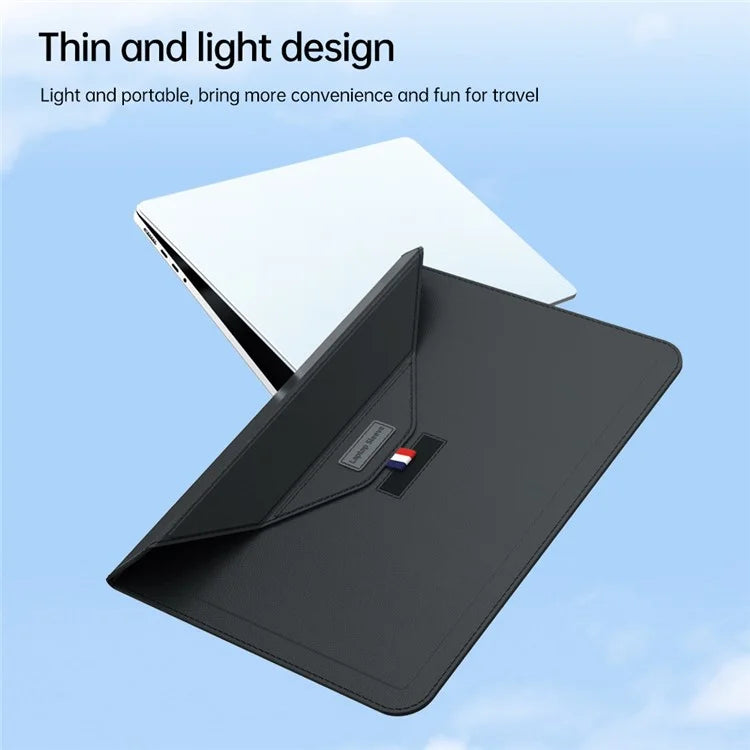 15 Inch Laptop Sleeve Case with Stand Feature PU Leather Storage Bag Slim Envelopeish Green