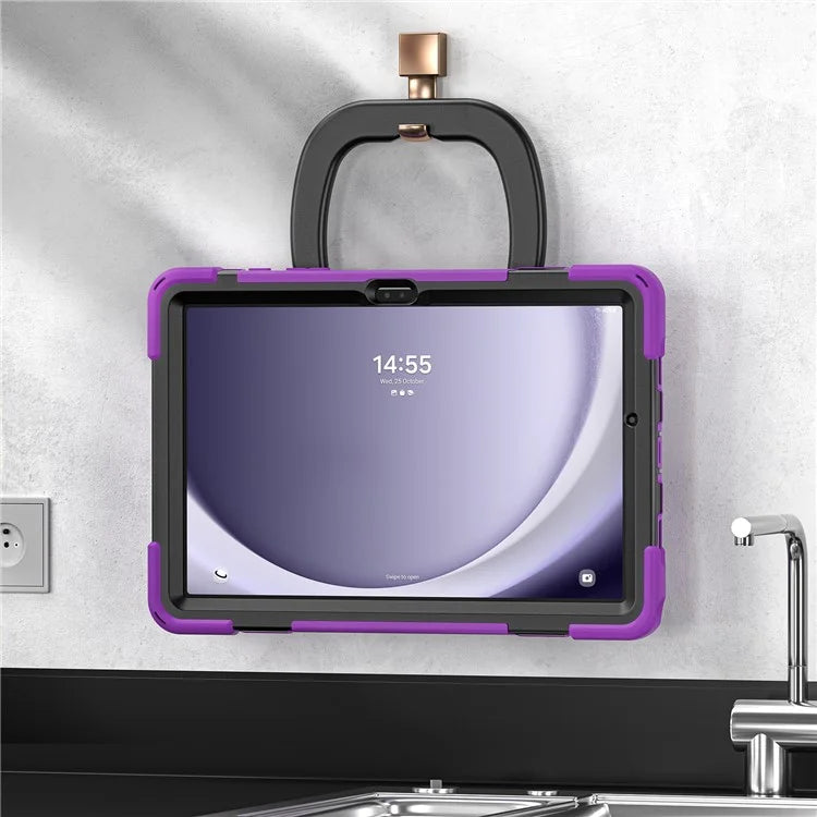 For Samsung Galaxy Tab A9+ Case PC+Silicone Tablet Cover with Rotating Kickstand