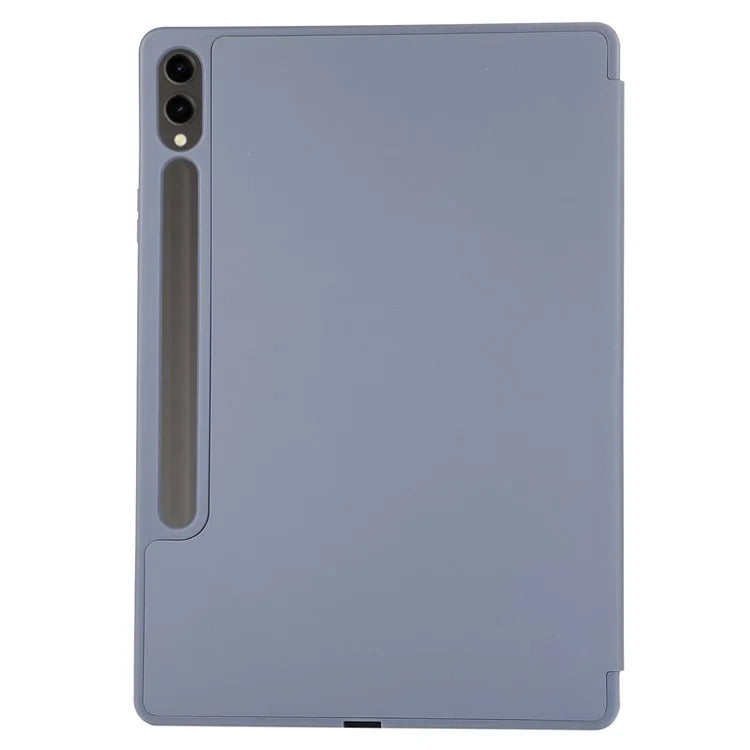 For Samsung Galaxy Tab S9+ / S9 FE+ Case Solid Color Tri-Fold Stand Anti-Drop PU Tablet Cover with Pencil Slot