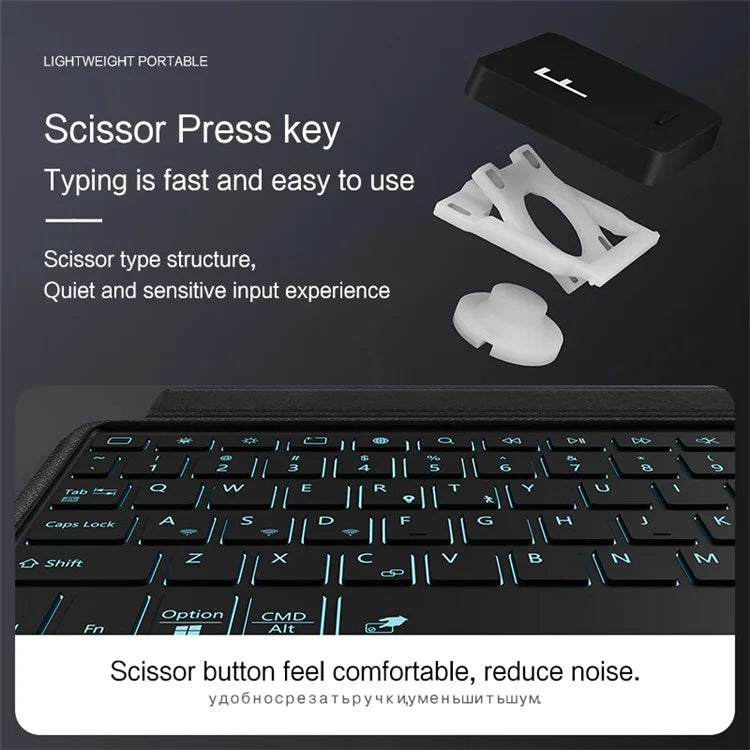 For Lenovo Tab M11 / Xiaoxin Pad 11 2024 Tablet Case Leather Stand Cover+Detachable Bluetooth Keyboard with Backlight