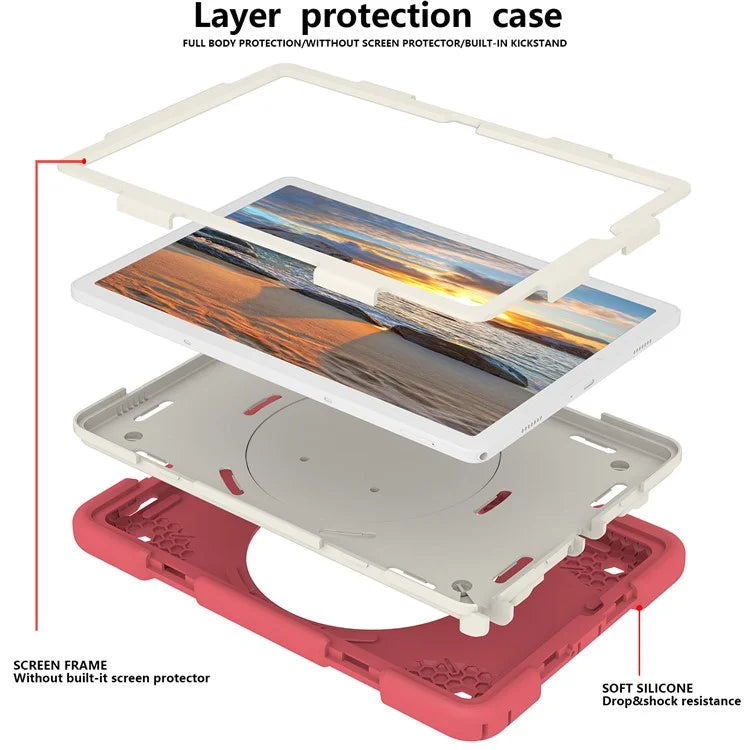 For Samsung Galaxy Tab A9+ Case Scratch-proof PC+Silicone Tablet Cover with Ring Kickstand