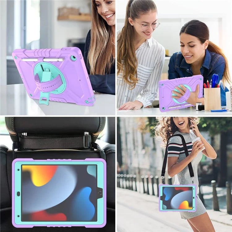 X-Shaped Series for iPad 10.2 (2019) / (2020) / (2021) Case Tablet Cover with Shoulder Strap / Hand Strap