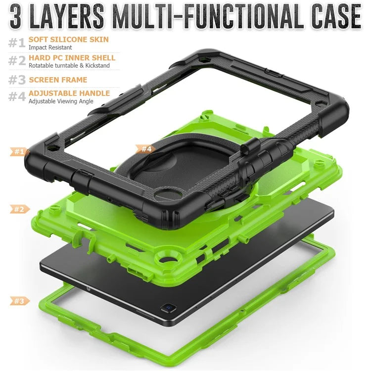 For Samsung Galaxy Tab S6 Lite (2024) / S6 Lite (2022) / S6 Lite (2020) P610 P615 P613 P619 Case Tablet Kickstand Cover+Yellowgreen PC