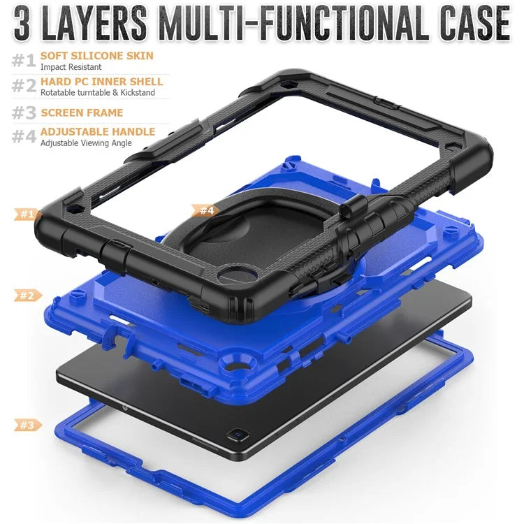 For Samsung Galaxy Tab S6 Lite (2024) / S6 Lite (2022) / S6 Lite (2020) P610 P615 P613 P619 Case Tablet Kickstand Cover+Dark Blue PC
