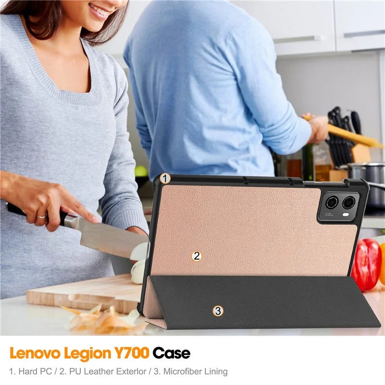 For Lenovo Legion Y700 (2023) Tri-fold Stand Leather Case Tablet Cover