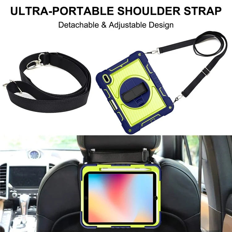 For iPad 10.2 (2021) / (2020) / (2019) Kickstand Case Tablet Cover with Shoulder Strap