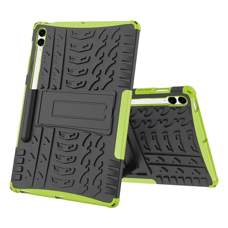 For Samsung Galaxy Tab S9 FE+ Case Tire Texture Kickstand TPU+PC Tablet Cover