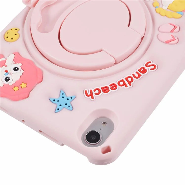 For iPad mini (2021) Silicone Tablet Case Sandbeach Girl Pattern Cover with PC Kickstand