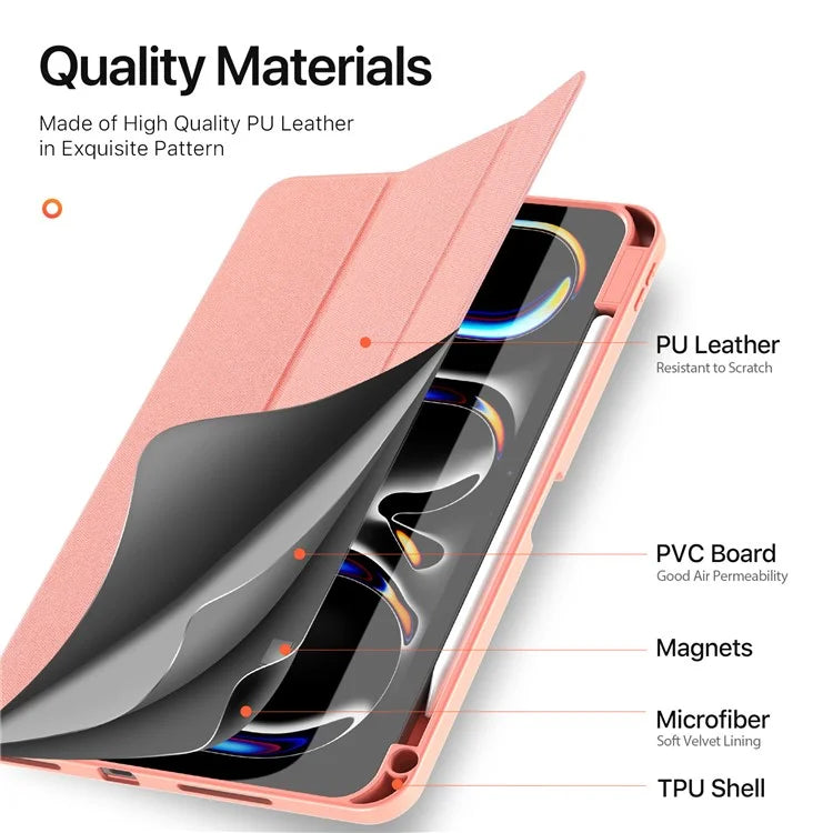 DUX DUCIS Domo Series for iPad Pro 11 (2024) Tablet Case Tri-fold Stand Leather Business Style Cover