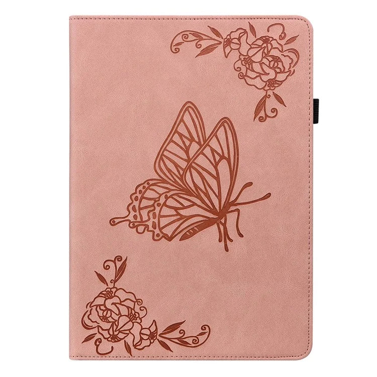 For iPad Air 11 (2024) Case Imprinted Butterfly Flower PU Leather Flip Card Slots Tablet Cover