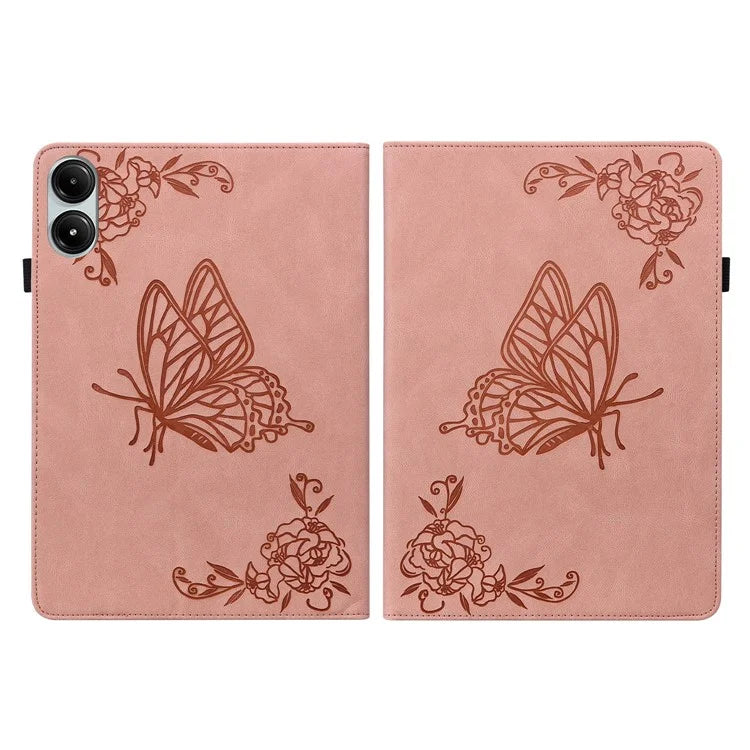 For Xiaomi Redmi Pad Pro / Redmi Pad Pro 5G / Poco Pad Protective Cover PU Leather Butterfly Flower Stand Tablet Case