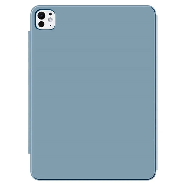 For iPad Pro 13 (2024) (M4) Case Magnetic Attachment PU Leather Tri-Fold Stand Tablet Cover Blue