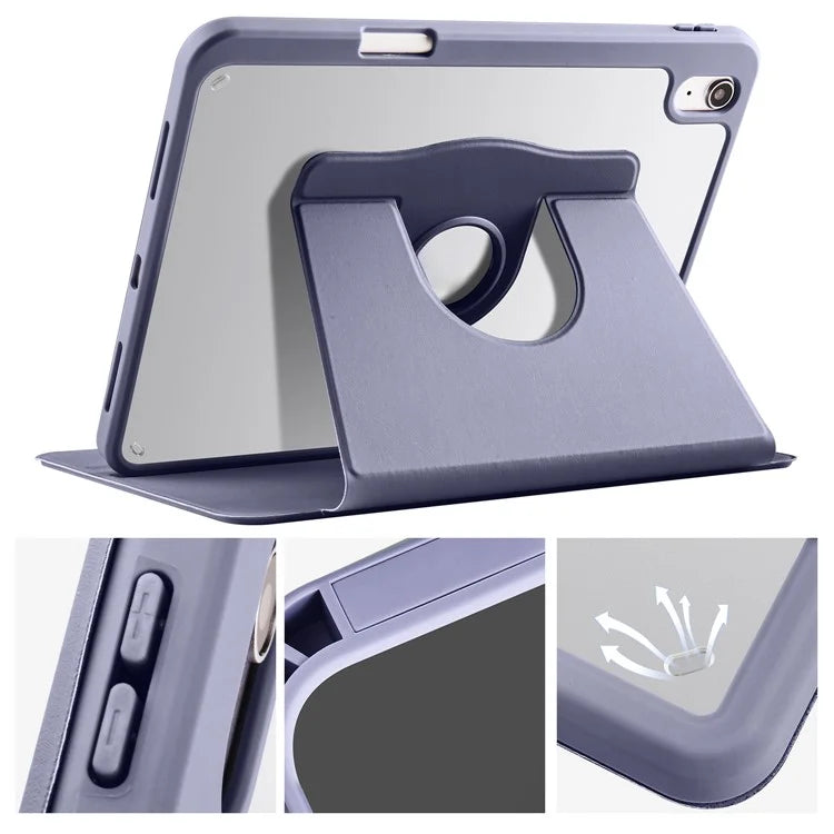 For iPad Air 13 (2024) Case with Pen Holder PU Leather+Acrylic Rotating Stand Tablet Cover