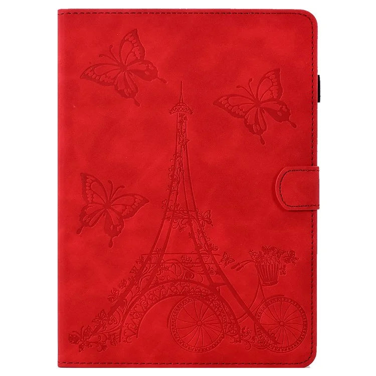 For iPad Pro 11 (2024) Iron Tower Imprinted Cover PU Leather Tablet Case with Card Slots