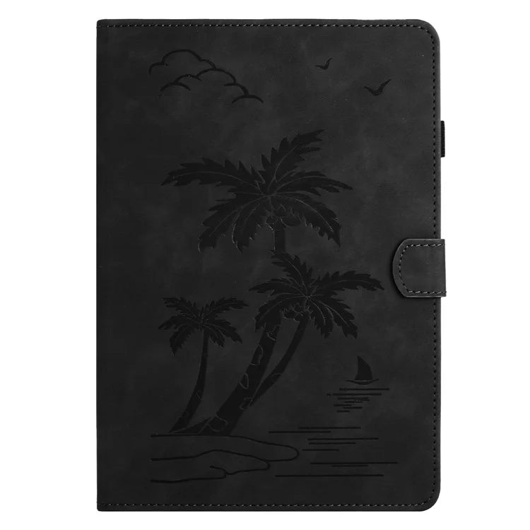 For iPad Pro 11 (2024) Case with Card Slots PU Leather Coconut Tree Smart Tablet Cover