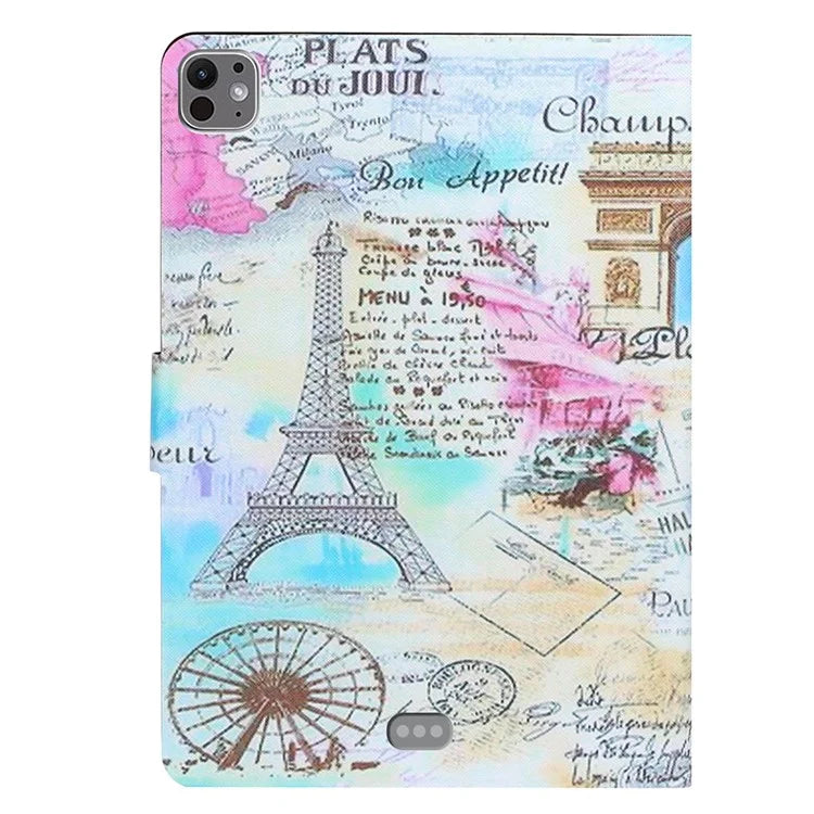 For iPad Pro 11 (2024) Case PU Leather Pattern Printed Card Holder Tablet Cover