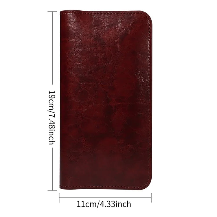 19x11cm Universal PU Leather Dual Phone Pouch with Magnetic Closure, 3 Card Slots, Charging Port Access