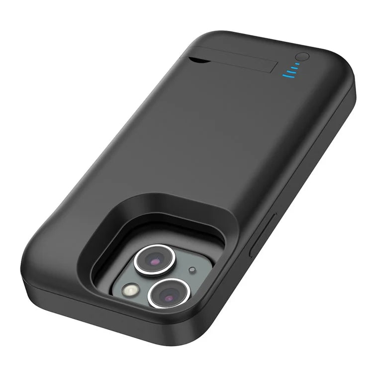 T43 For iPhone 15 5000mAh Battery Charging Case Kickstand Protective Extended Battery Charger Case