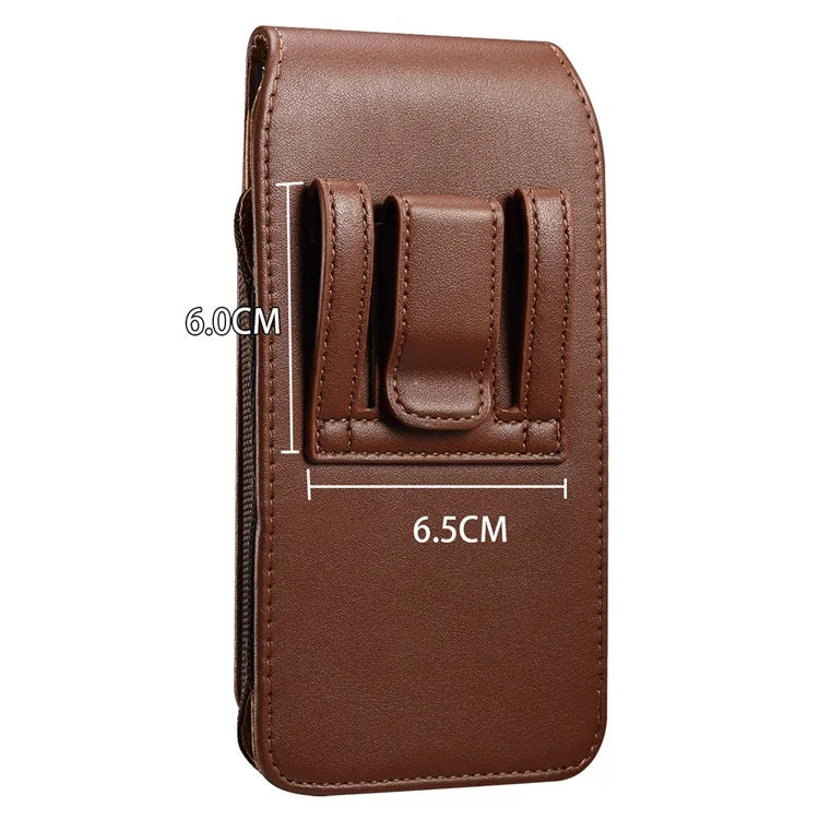 6.2-6.5 inch PU Leather Phone Bag Waist Belt Hanging Phone Holster with Card Slot (Vertical Type)