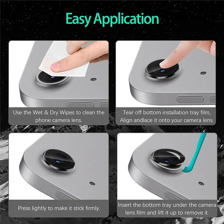 2Pcs For iPad Air 11 (2024) / iPad Air 13 (2024) Camera Lens Protector Metal+Tempered Glass Lens Film
